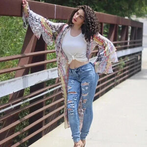 Ruffle sleeves Maxi Kimono